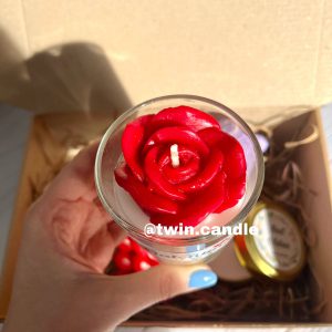 خرید شمع شات گل رز قرمز لوکس